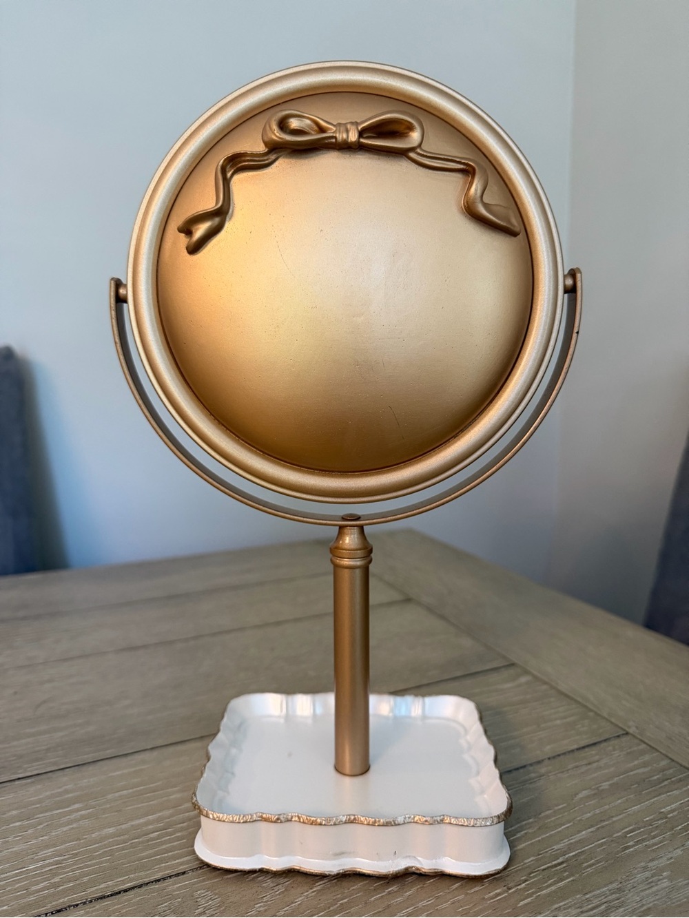 Gold Decorative Vanity Mirror with Bow Accent